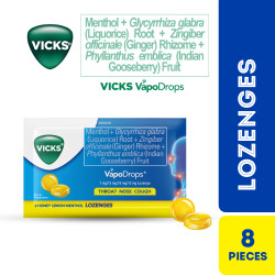 VICKS VAPODROPS LOZENGES HONEY LEMON 8S